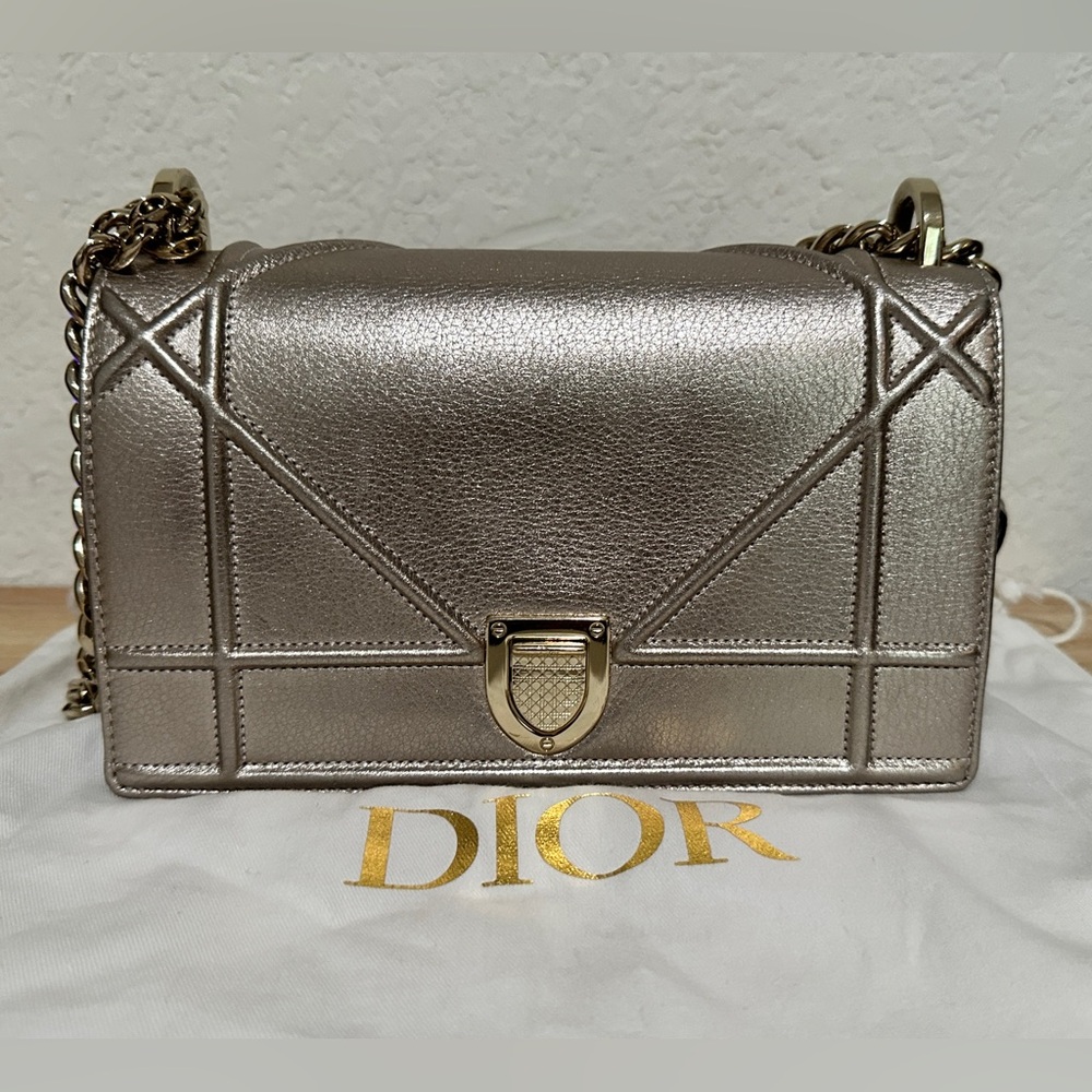 Dior Diorama Small Calfskin Gold